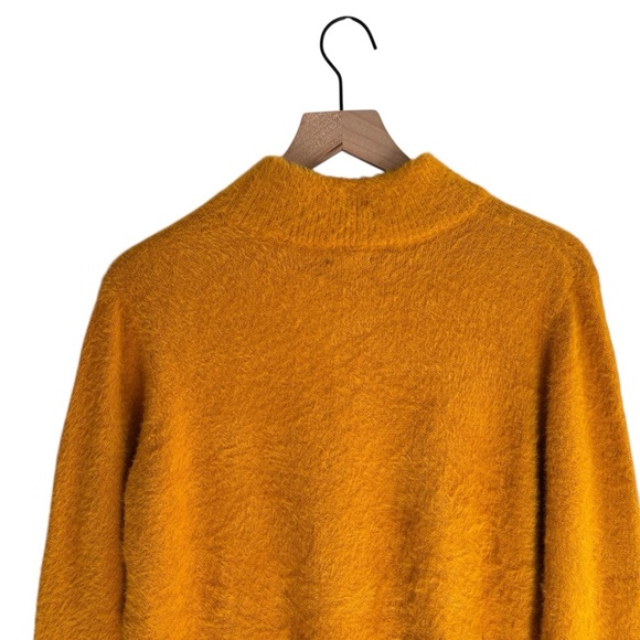 Who What Wear Mustard Yellow Fuzzy Sweater Size L Mock Neck Pullover Cozy Soft - Picture 7 of 12